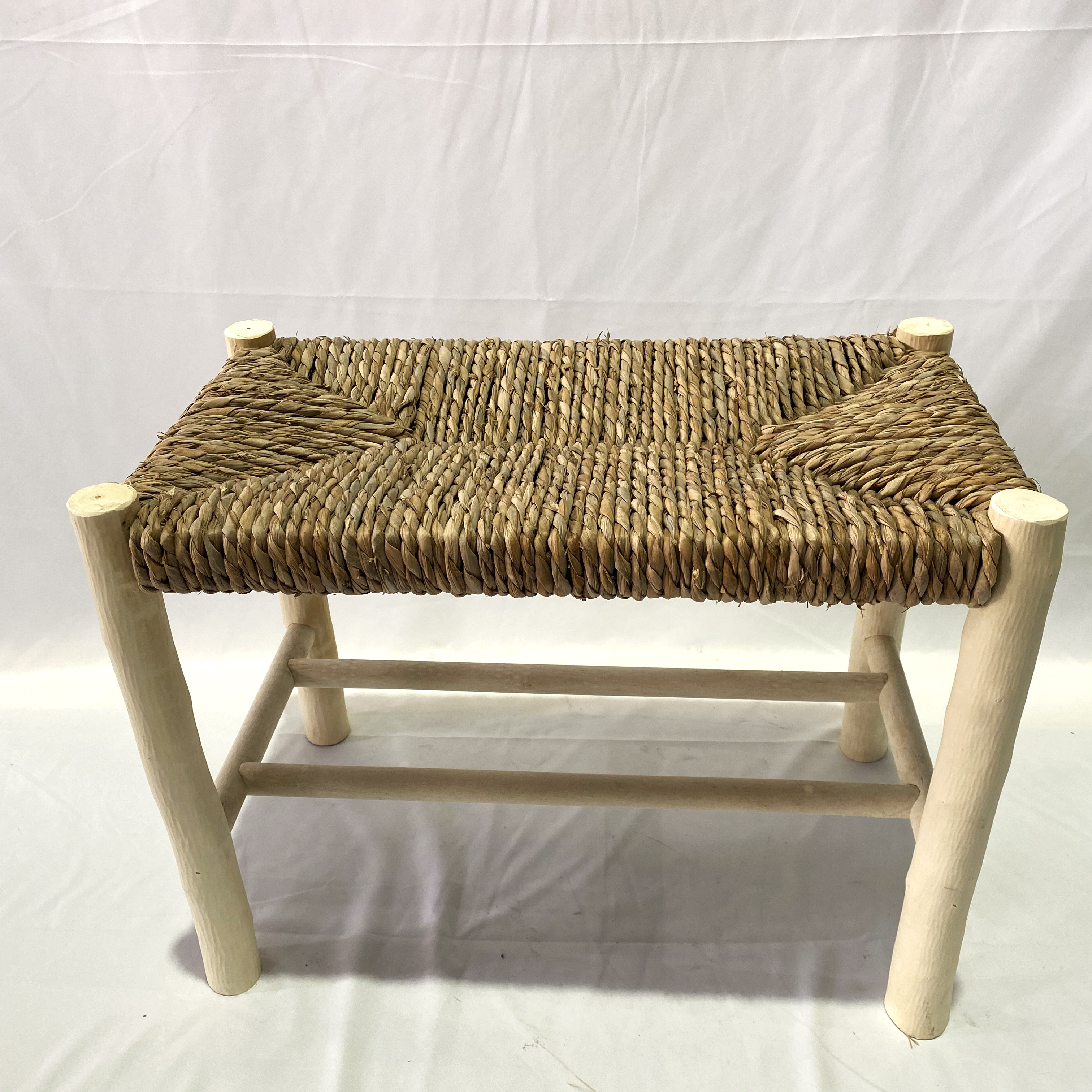 straw woven bench