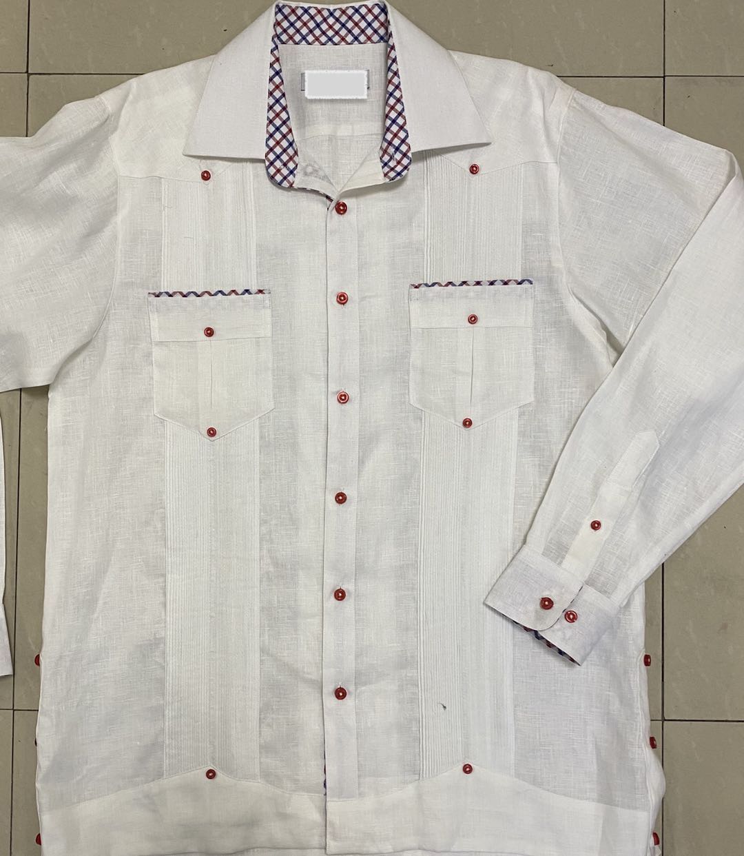 Men's poly cotton guayabera long sleeve shirt