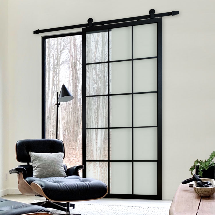 Glass barn door
