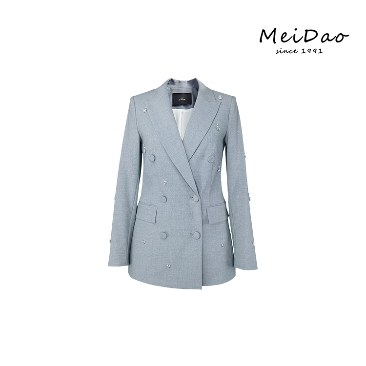 Ladies blended wool jacket with glasses