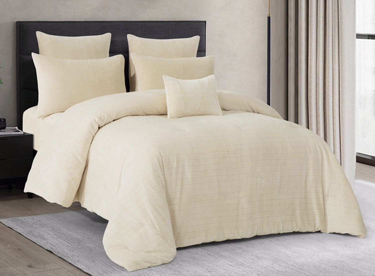 Flannel Stripe Comforter 7pcs Set