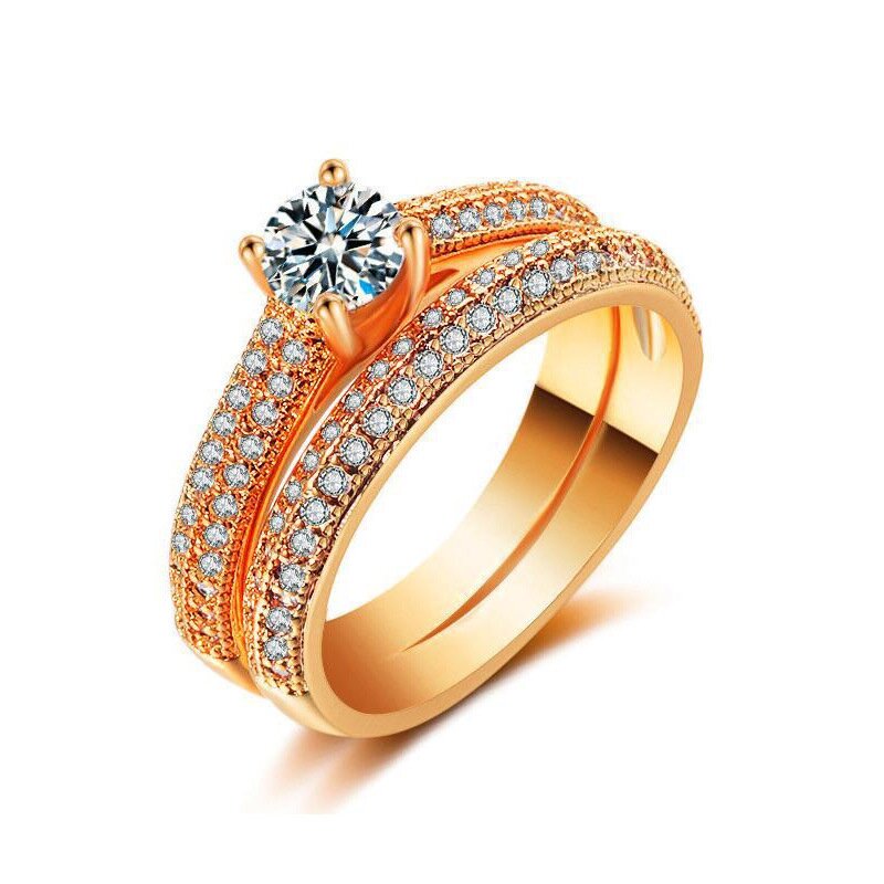 Microset ring zircon wedding combination wedding ring