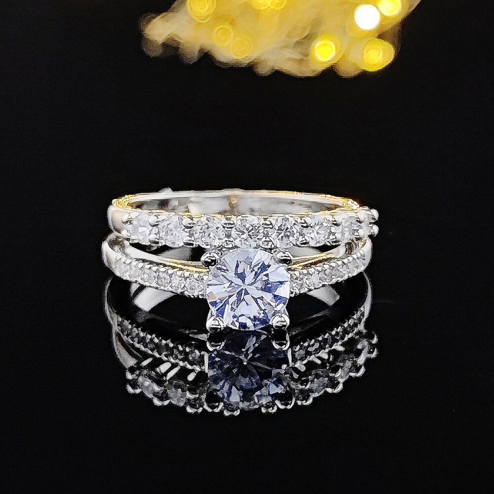 Luxury round geometric premium women's combination ring