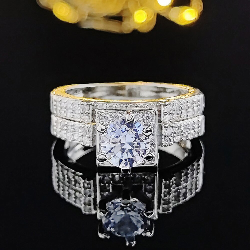 Luxury round geometric premium women's combination ring