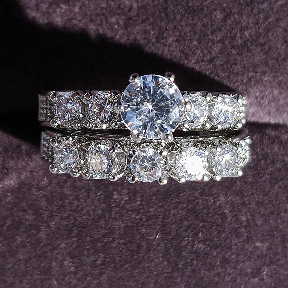 Luxury round geometric premium women's combination ring