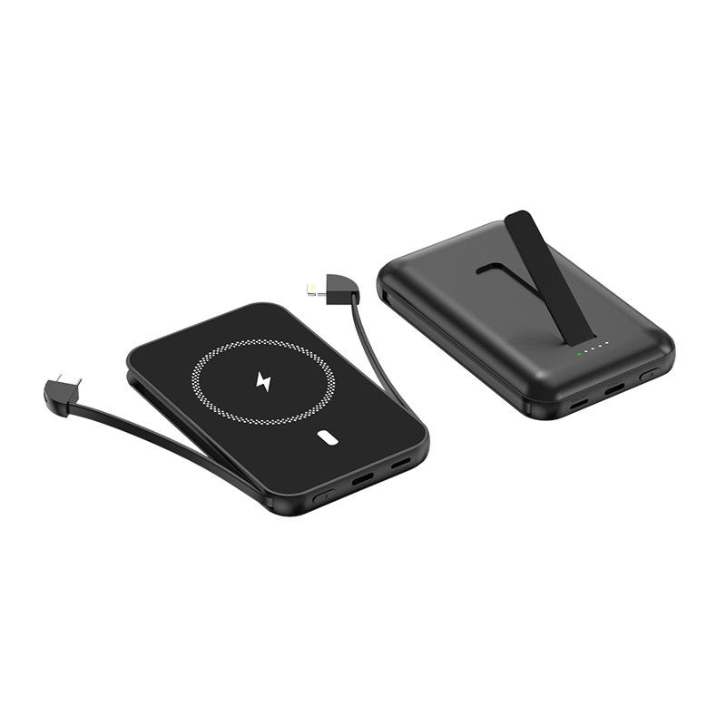 Battery Pack, 10000mAh Magnetic Power Bank Built-in USB C Lighting Cables 22.5W PD Fast Charging