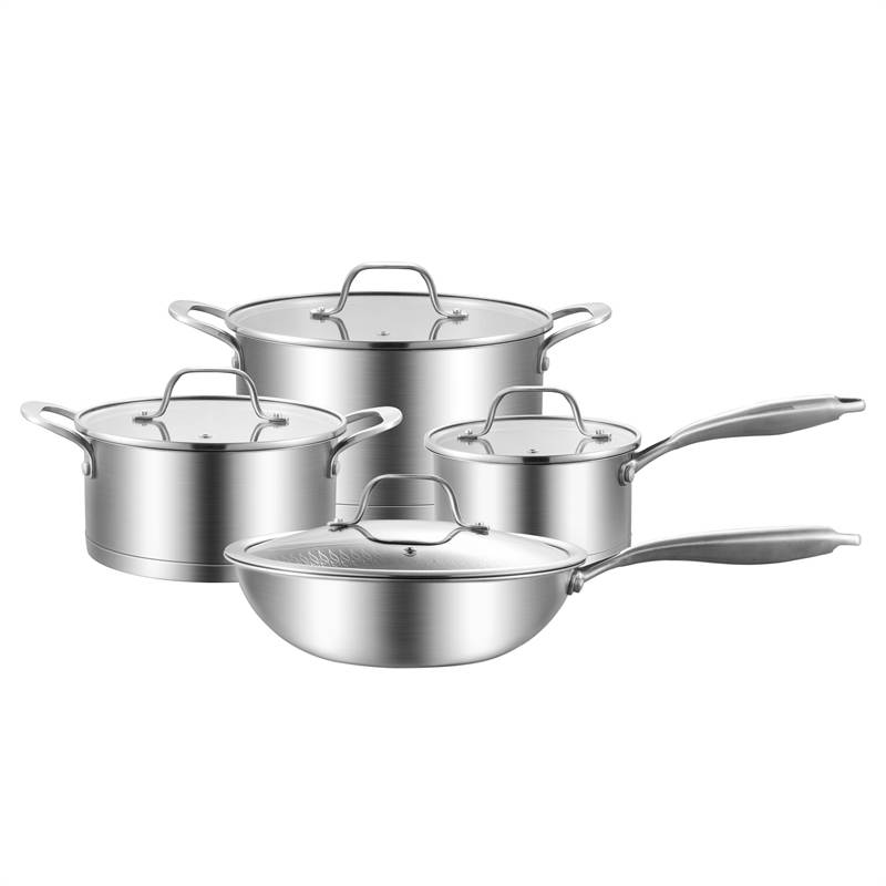 Stainless steel 304 casserole saucepan frypan cookware set stainless steel pot