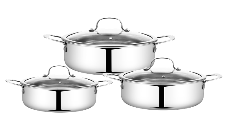 Tri Ply 304 Stainless Steel cookware set Frypan casserole sacucepan