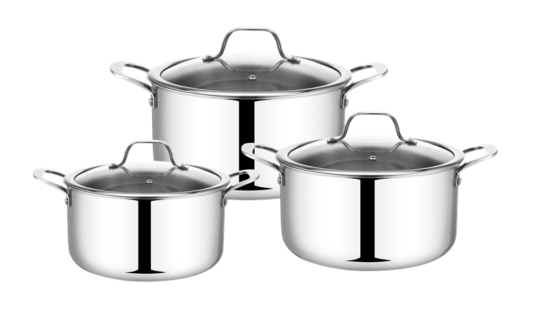 Tri Ply 304 Stainless Steel cookware set Frypan casserole sacucepan