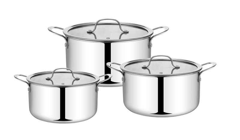 Tri Ply 304 Stainless Steel cookware set Frypan casserole sacucepan
