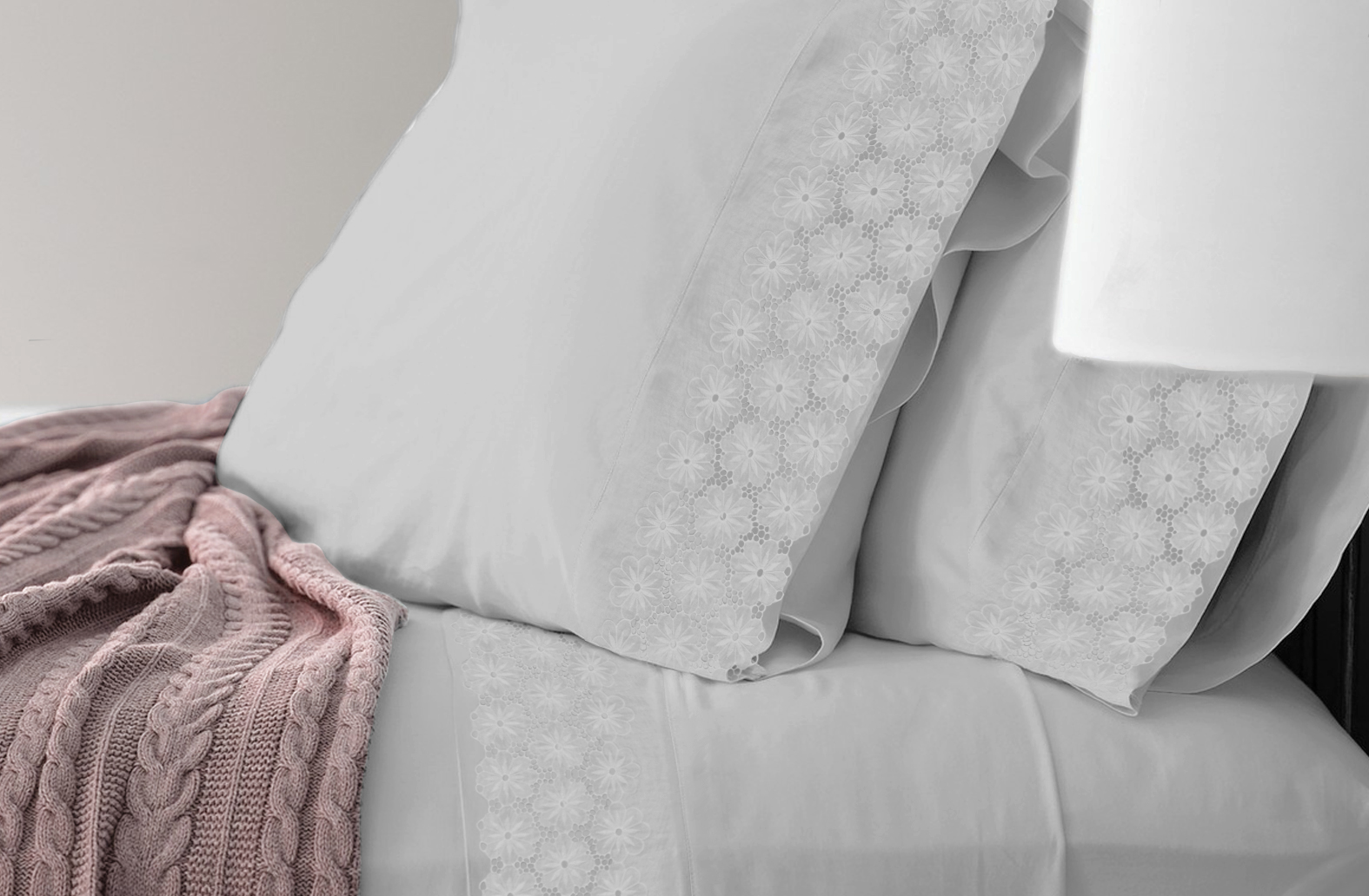 Poly Cotton Broidered Bed Sheet Set