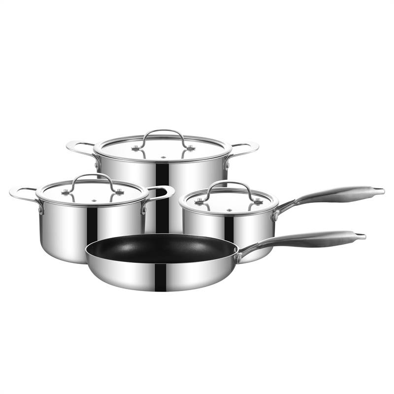 Tri Ply 304 Stainless Steel Non Stick Coating Honeycomb cookware set Frypan casserole sacucepan