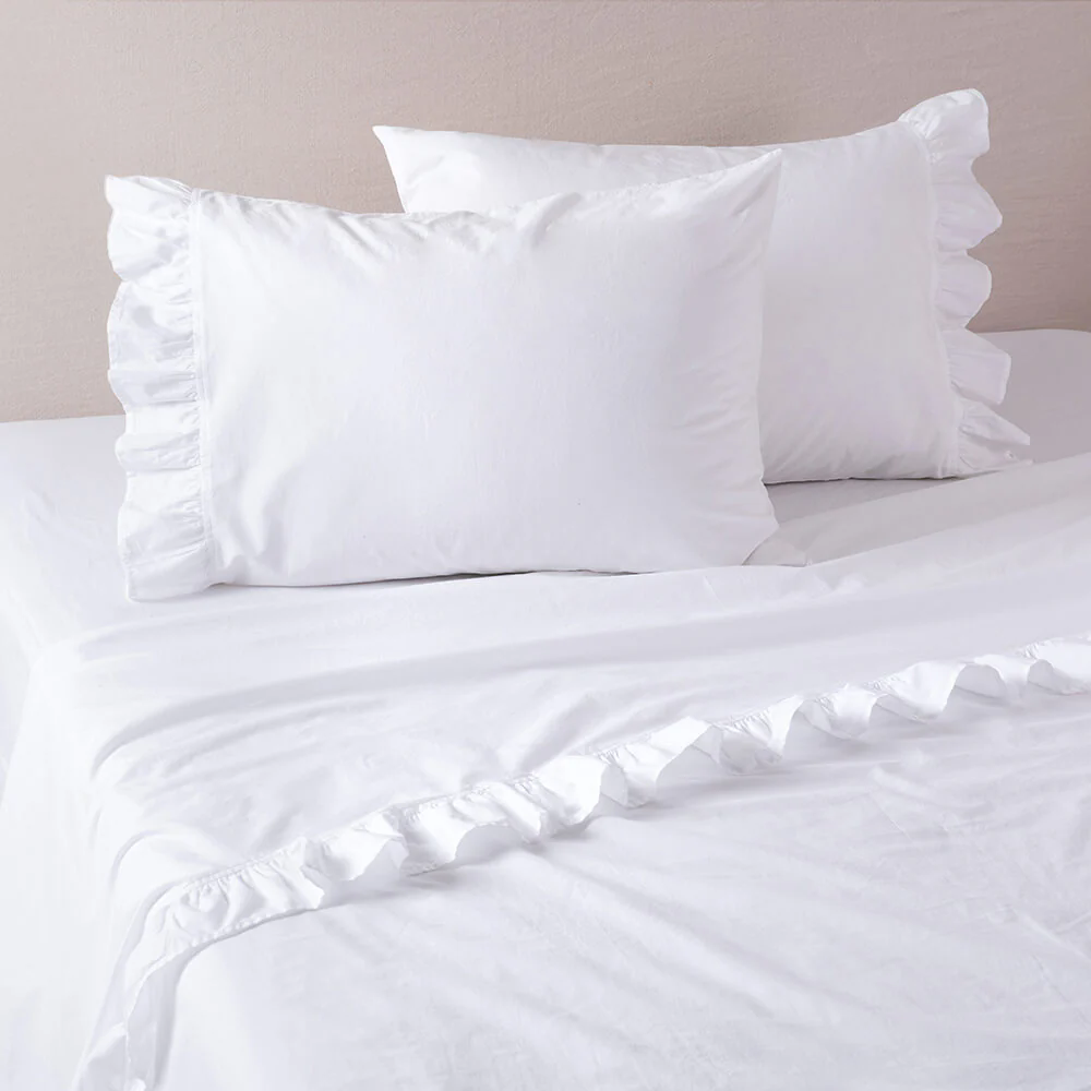 Cotton Ruffled Bed Sheet Set