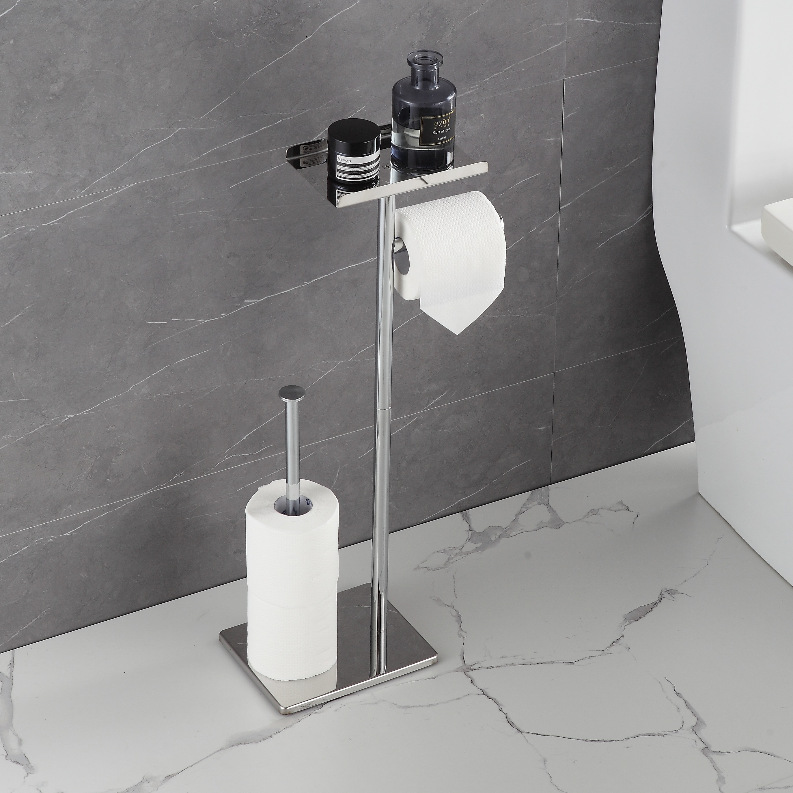 Modern design standing stainless steel bathroom toilet paper holder