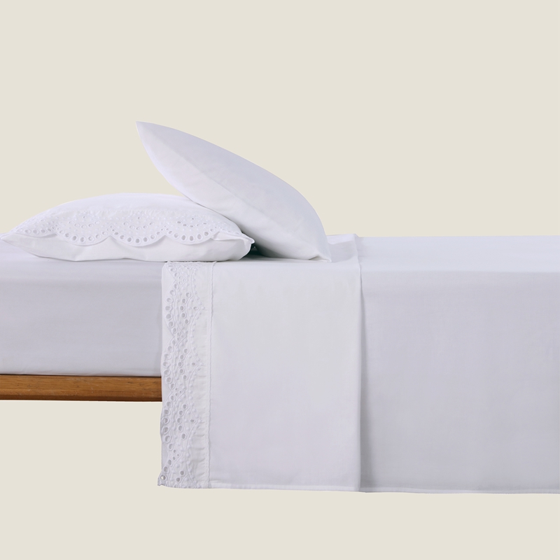 Cotton Broidered Lace Bed Sheet Set