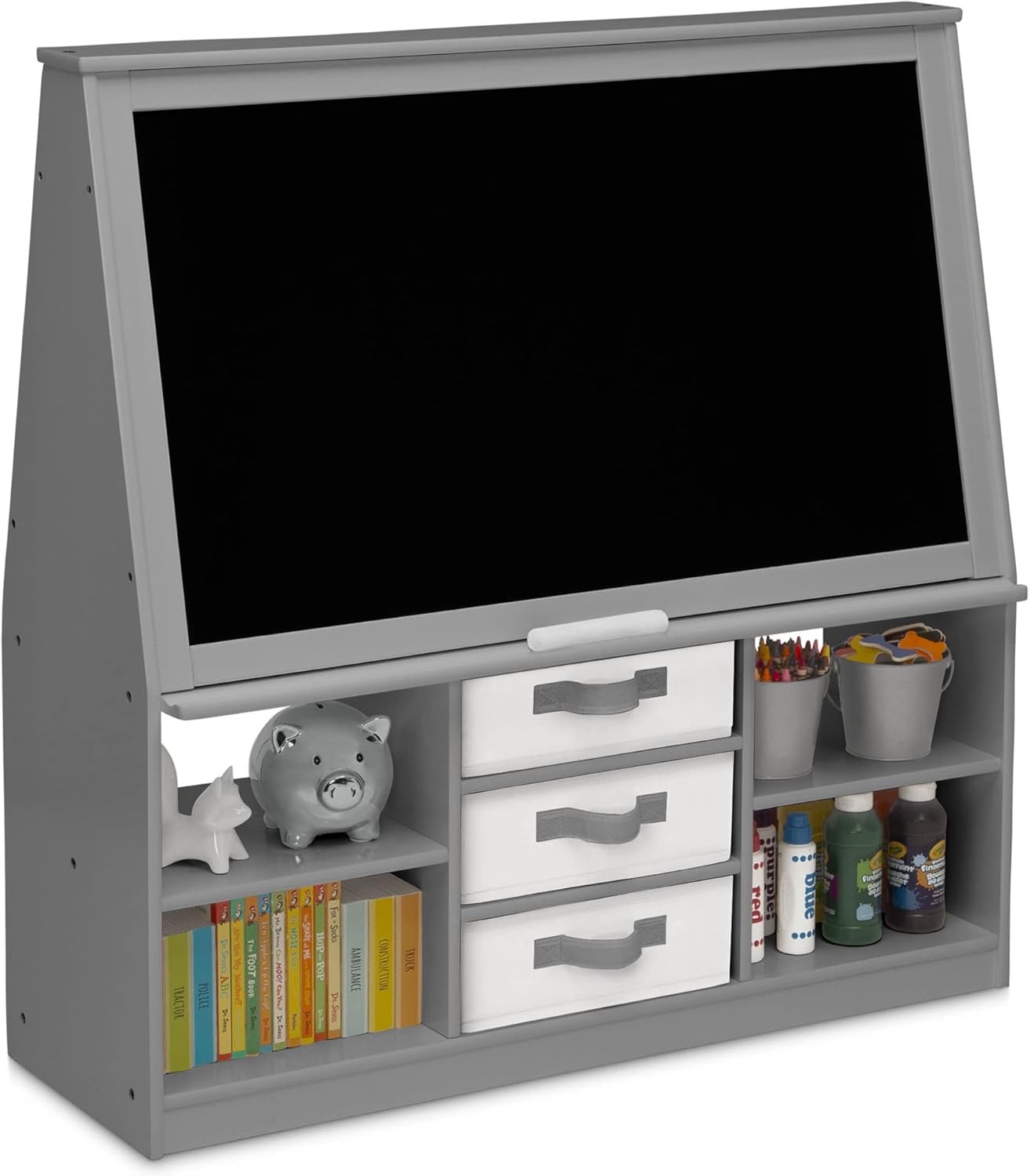 Children at-Home Artist Center - Deluxe Double-Sided Easel and Storage Unit, Grey