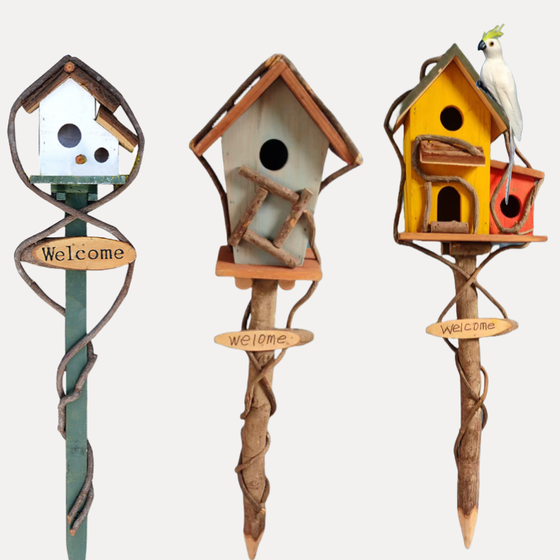 Modern Design Garden Wooden Birdhouse High-Density Stake Outdoor Villa Indoor Room Kindergarten