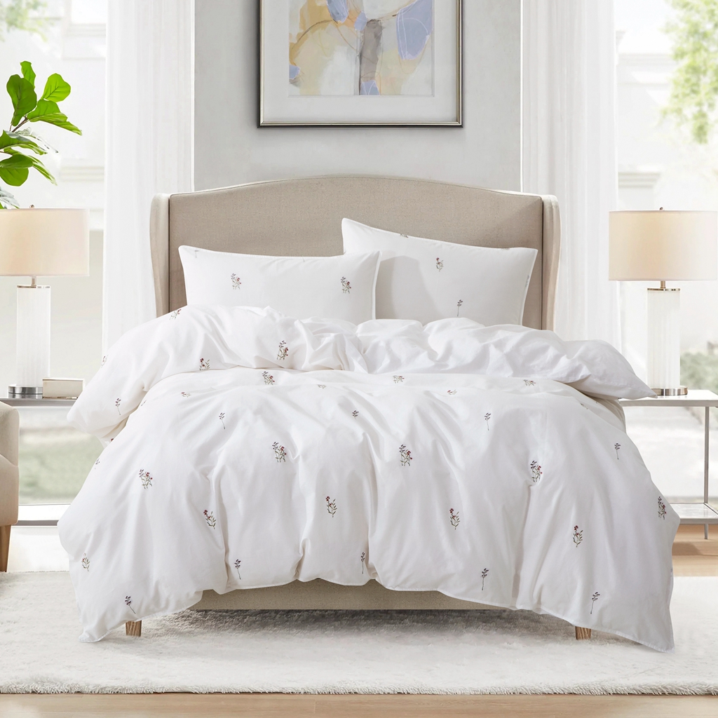 Washed Cotton Embroidery Duvet Cover Set