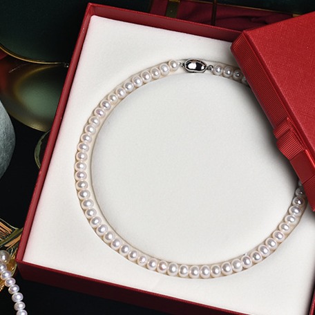 Pearl necklace Real pearl high-grade round pearl natural freshwater beads