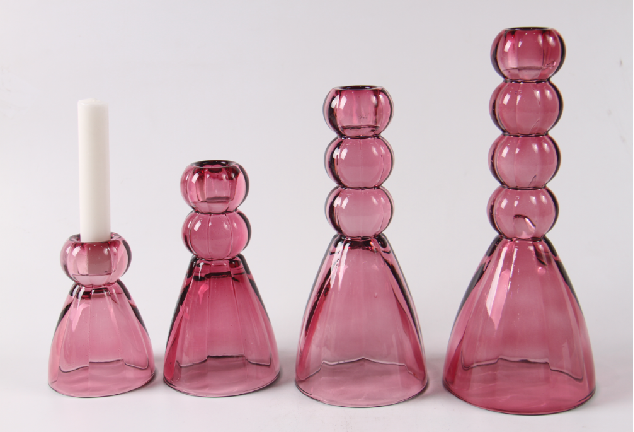 Jichao glass set 4 ball stem candle stick