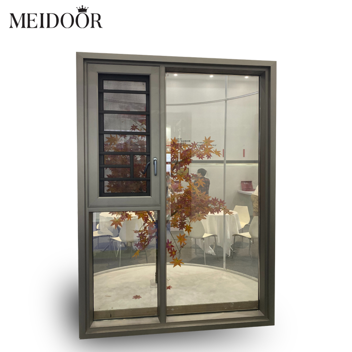 Customized House Energy Efficiency Double Glazed Aluminum Windows Black Color Frame Casement Window