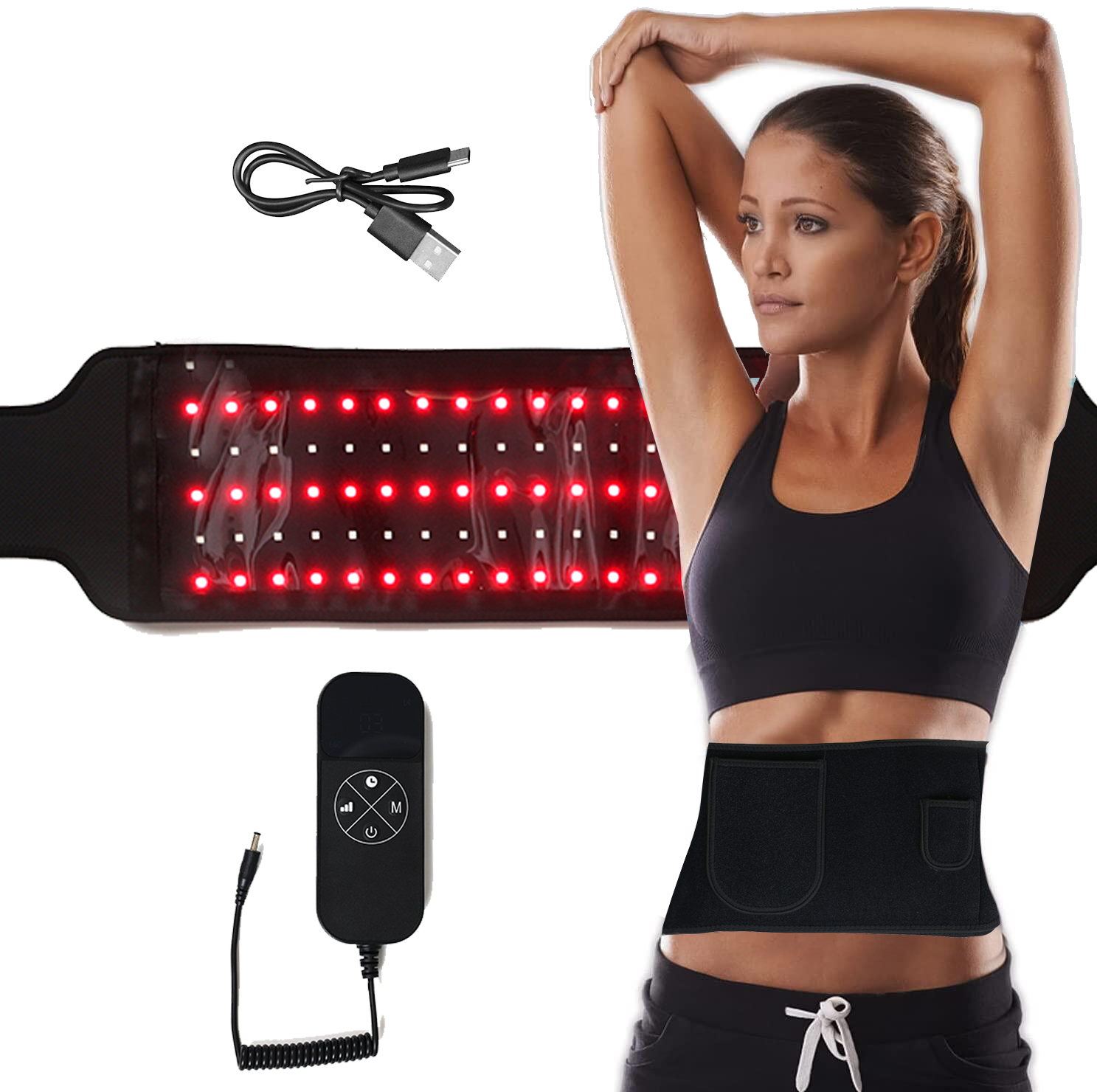 New Heating Pad Near Red Light Infrared Waist Back Belt Therapy Fat Loss Wrap Device
