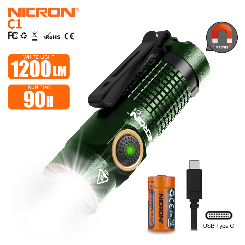 NICRON C1 EDC Rechargeable Pocket Flashlight