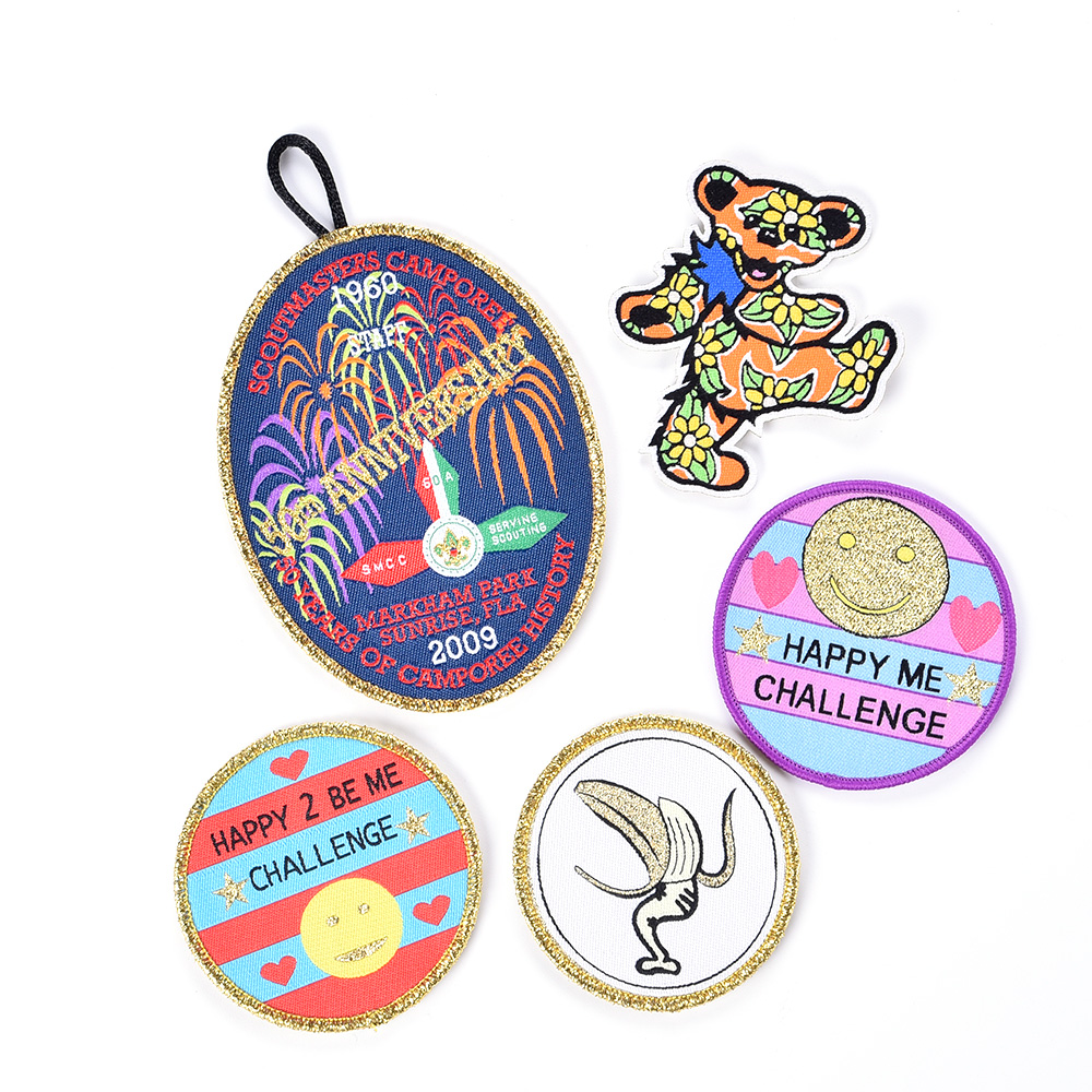 Custom Self-Adhesive Glitter Patches Custom Design Iron on Woven Patches