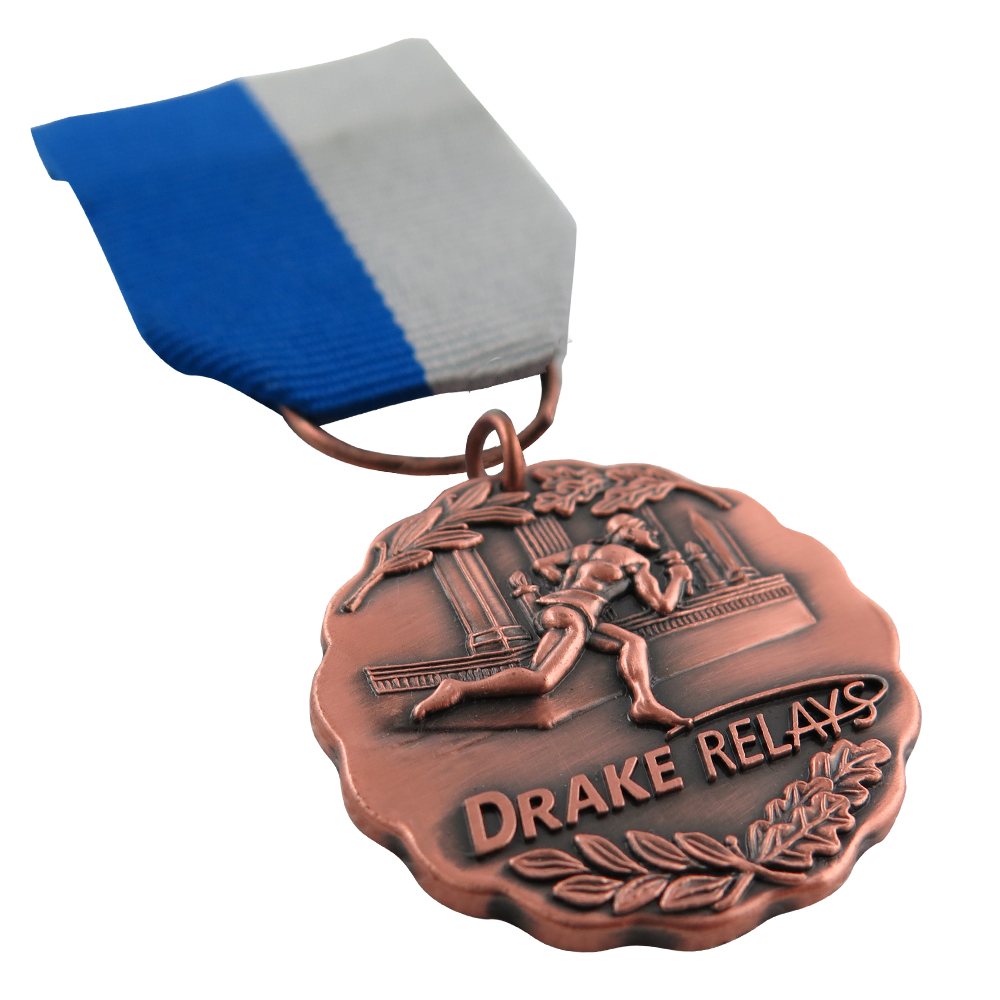 Gold Silver Bronze Zinc Alloy Custom Coin Sports Award Souvenir Medal With Short Ribbon