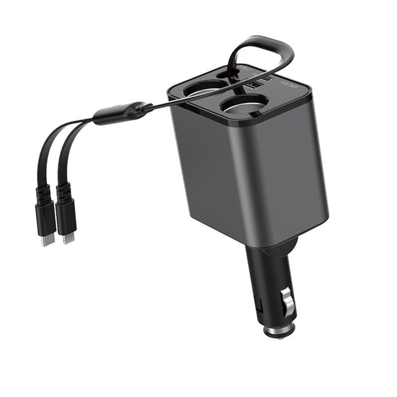 Digital Display Super Fast Charge 159W Metal In-car Charger 5-in-1 with Wire