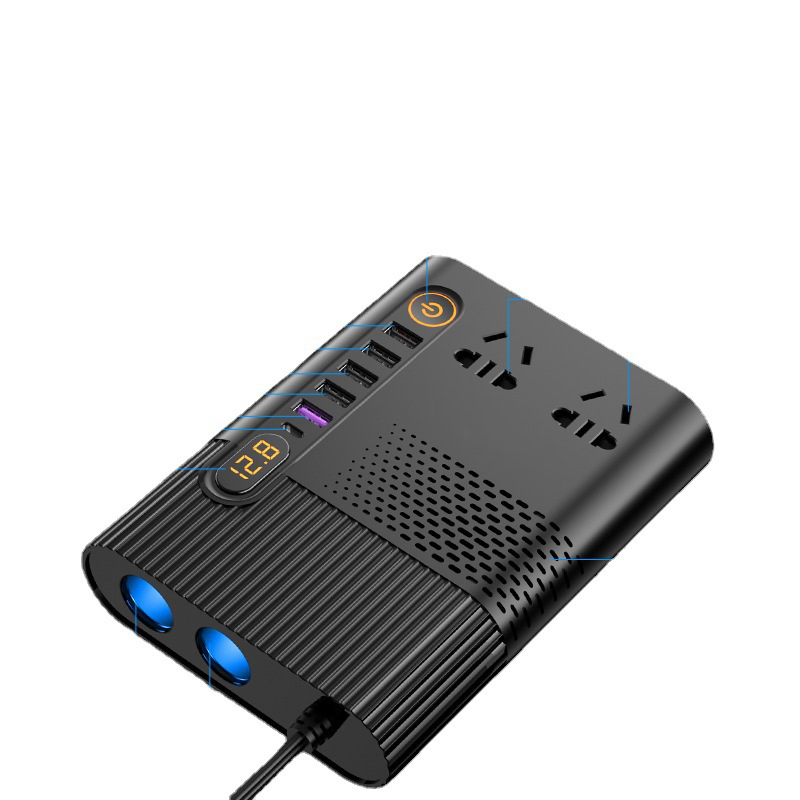car power inveter 12V or 24V to 220V with 2 usb charging sports and 2 cigarette lighter sockets