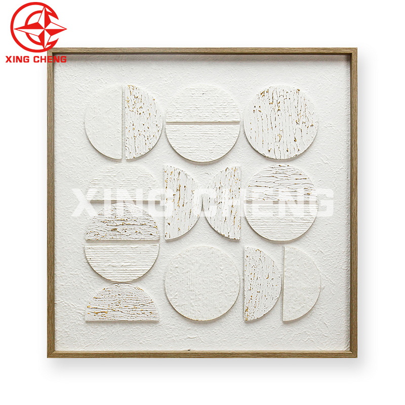 XINGCHENG brief nordic 3D geometry wall decoration handpainted foiled paper wall art with PS frame