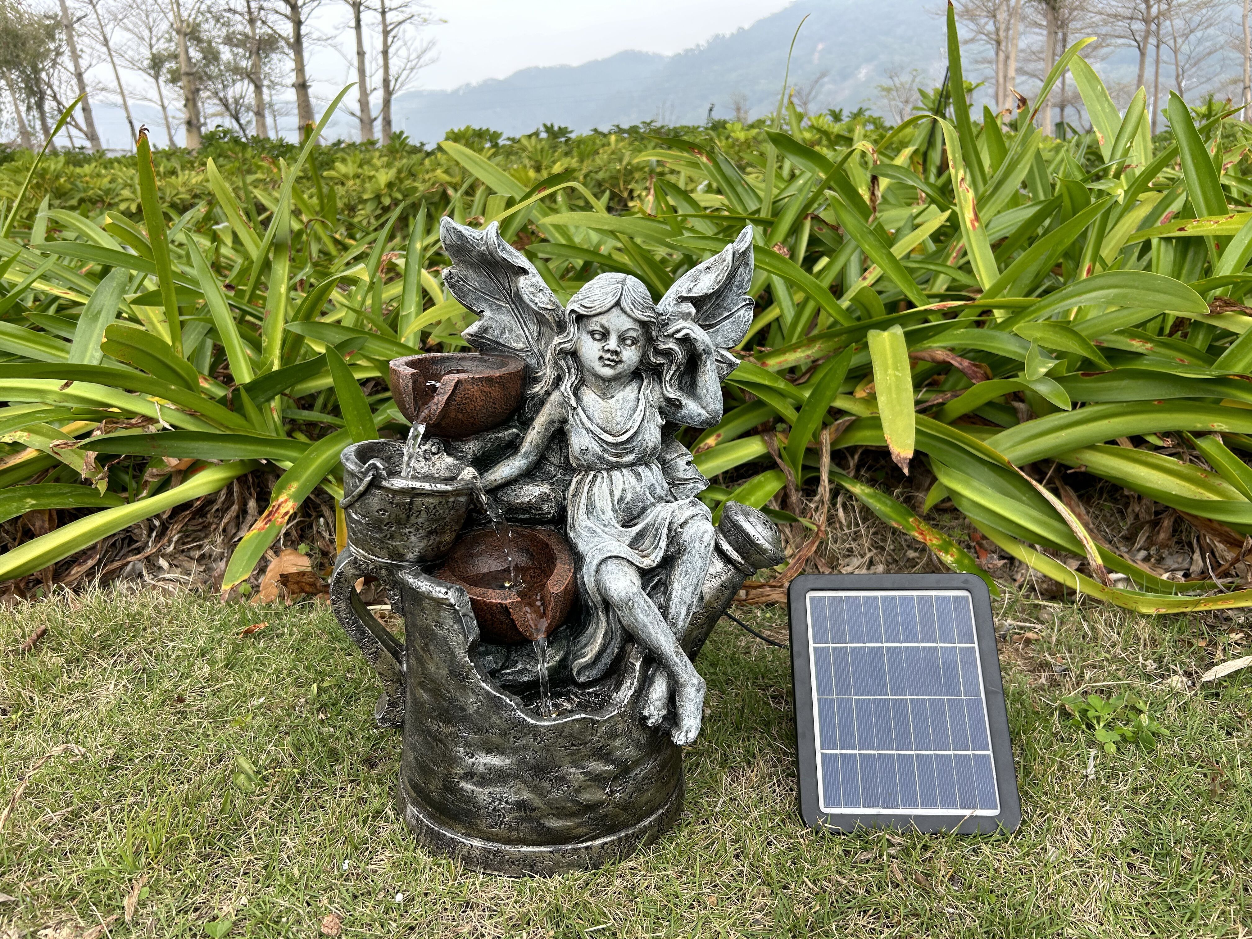 Green energy solar fountain in angel style