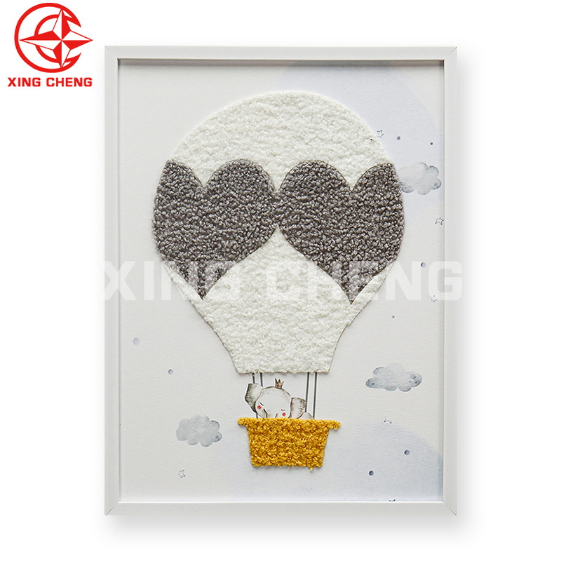 XINGCHENG nordic custom 3D hot air balloon decoration childen bedroom canvas wall art with frame