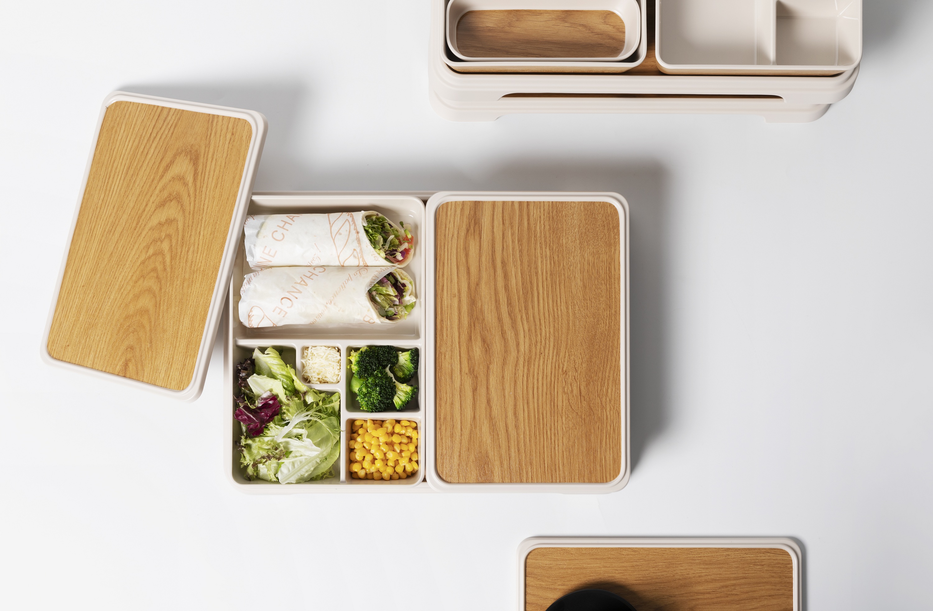 ZICCO Melamine Tableware Design Wood Pattern Bento Box Non Slip Lunch Box