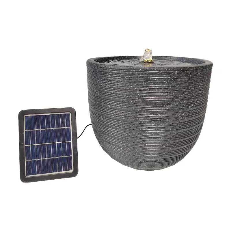 Green energy stone finish solar water fountain