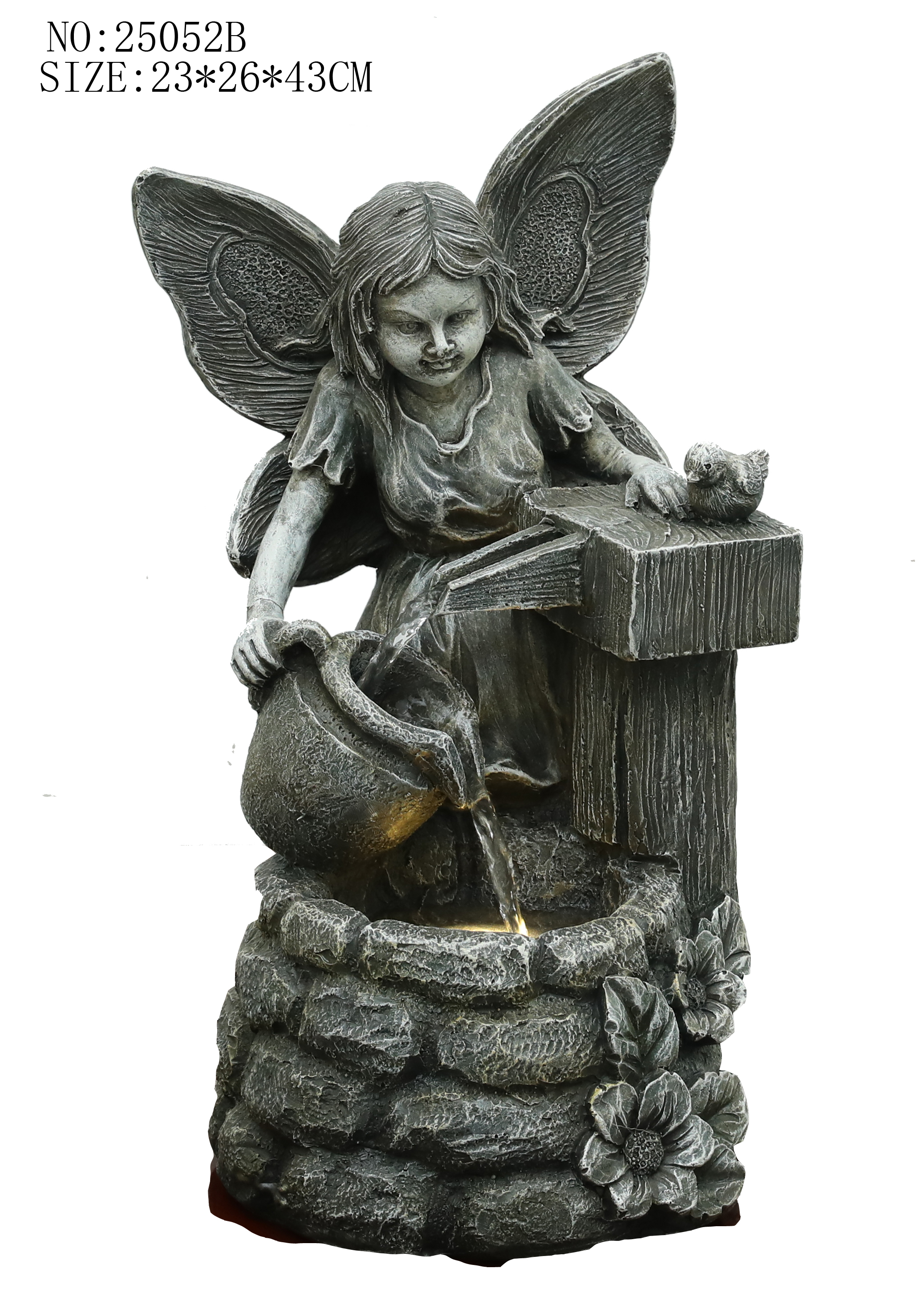 Angel water fountain for garden