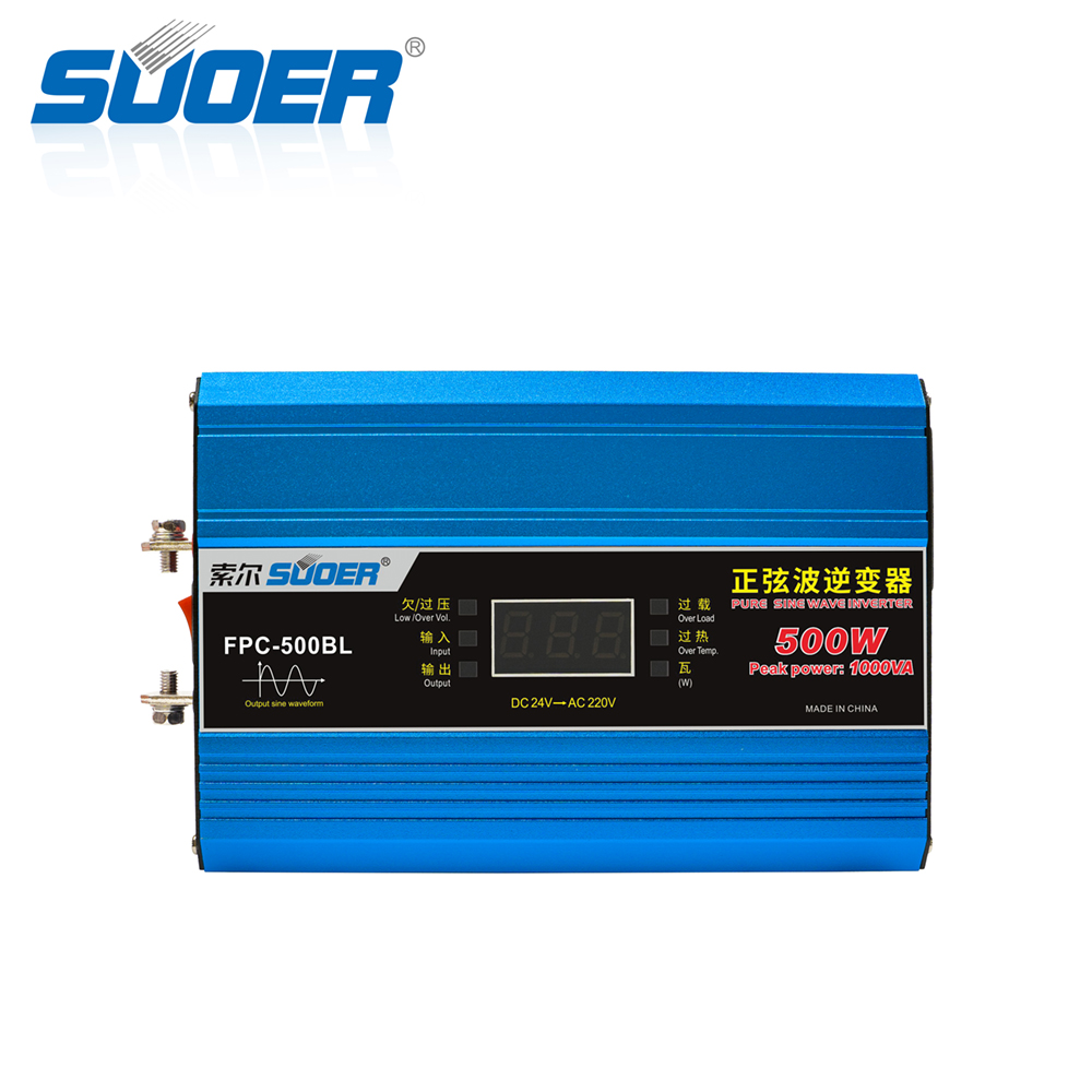 Suoer DC 24 volt TO AC 220V 500 watt good price OEM inverter 500W pure sine wave inverter