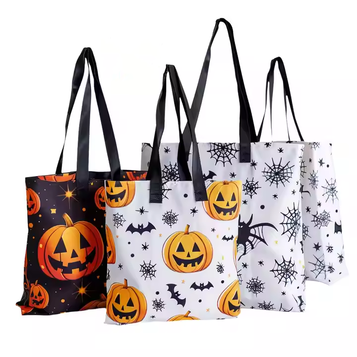 Halloween Canvas Bags Treat or Trick Bags Halloween Shopping Reusable Tote Bags Party Supplies