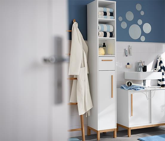 OEM Wood White Floor Bathroom Storage Cabinet with Open Compartment and Door