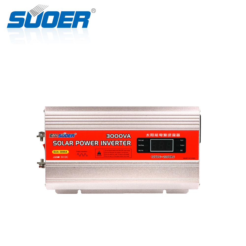 Suoer Intelligent 3000VA DC 12V to AC 230V single output Modified Sine Wave 3KVA Power Inverter