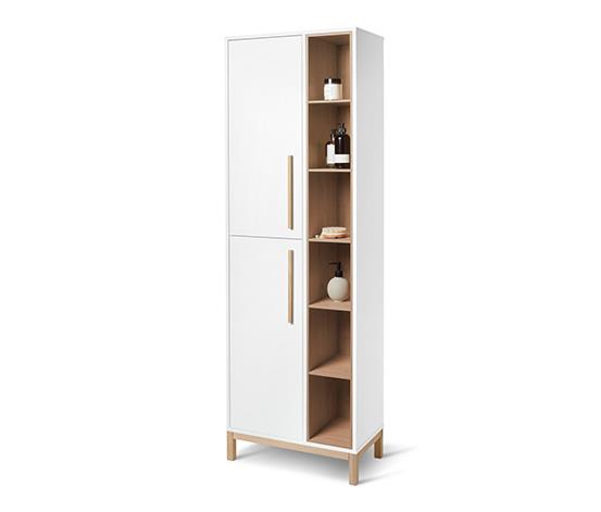 Source Factory OEM Bathroom Furniture Wood Tall Floor Bathroom Cabinet with 1 Door and 6 Compartment