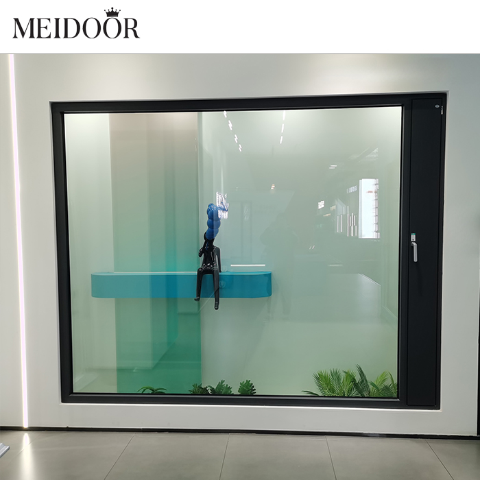 Large Size Custom Black Aluminum Hurricane Impact Insulated Double Glass Floor Fixed Picture Windows