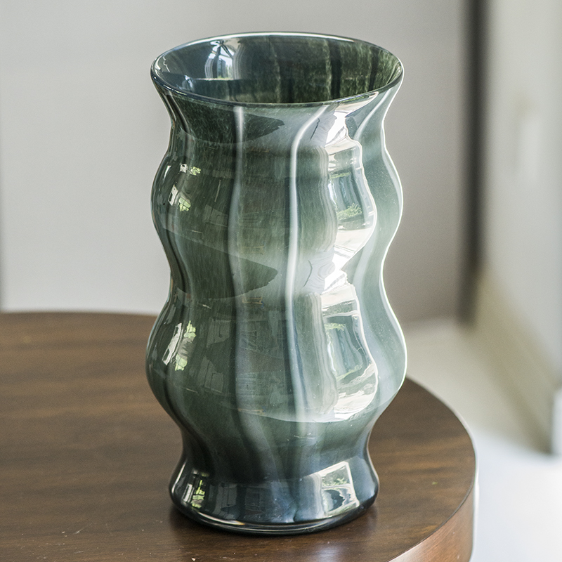 Handmade mouth-blown color art Glass bamboo joint Vases WV16L Dark gray