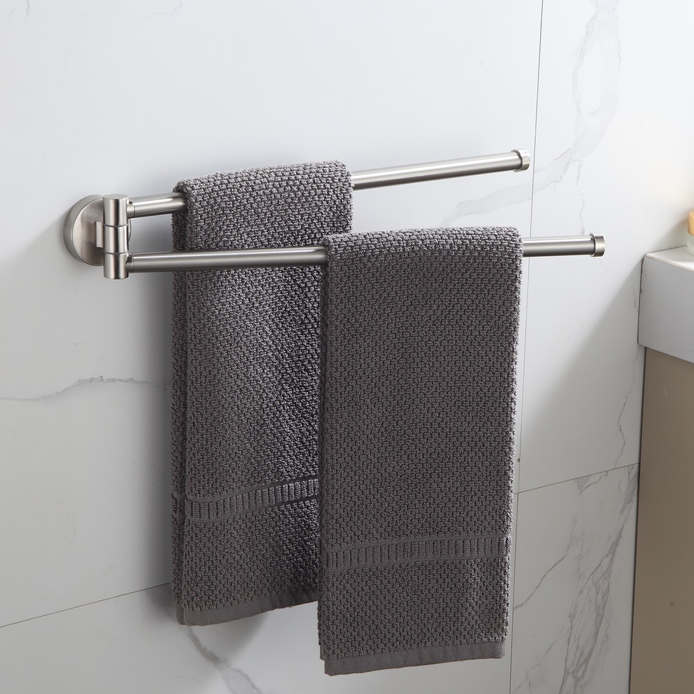 2 bars Towel Racks Bathroom brushed nickel stainless steel swivel Towel Bar
