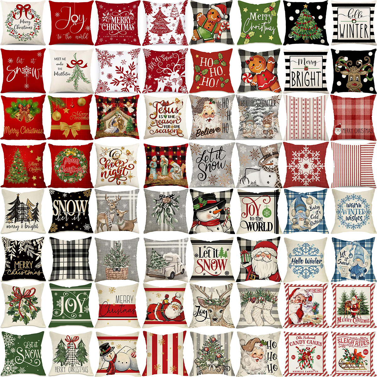 Christmas Tree Pillow Cover Santa Claus Pillow Cover Christmas Snowman Pillow Cover