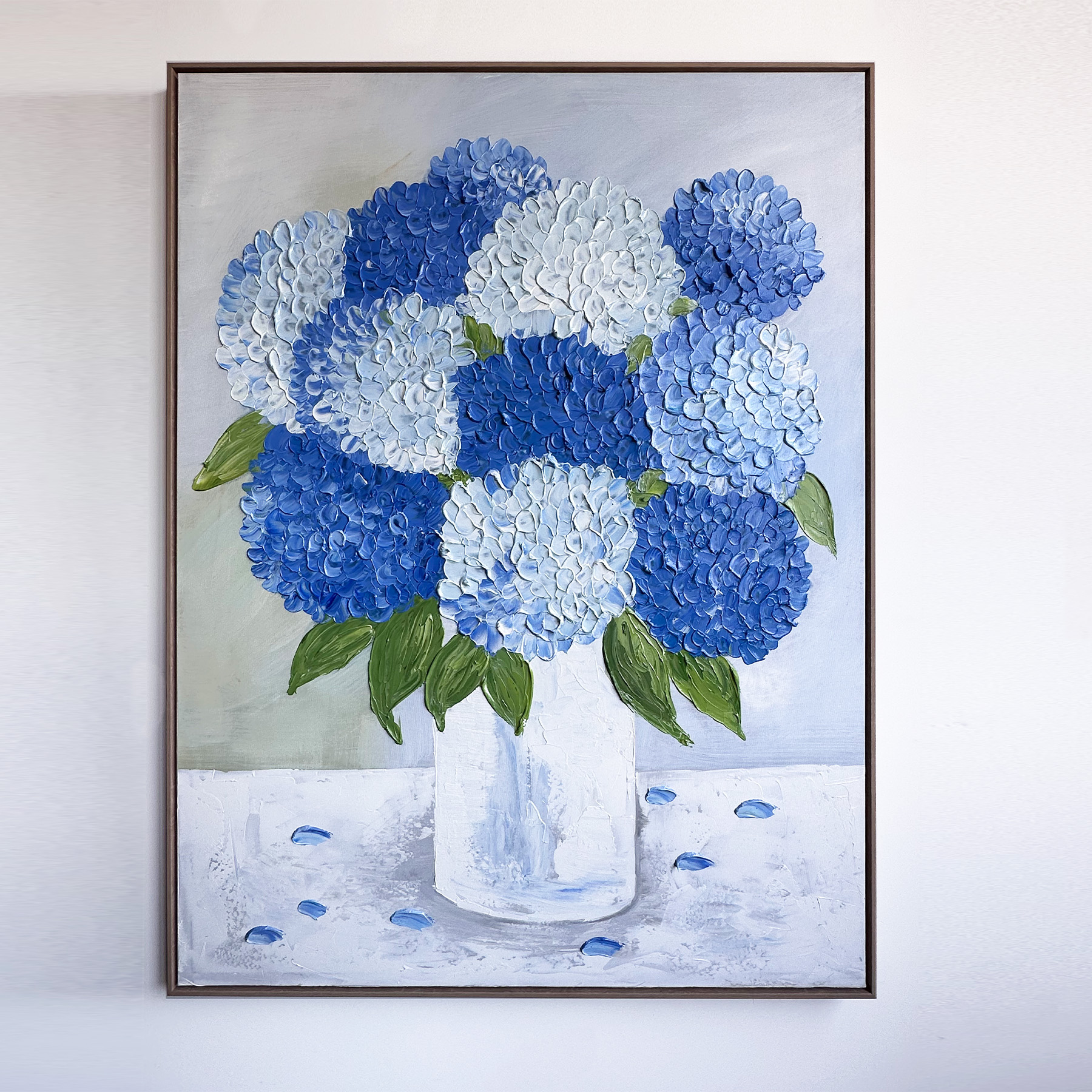 Hot Sell Floral Full Textured Handpainted Framed Canvas for home totel use wall decoration art