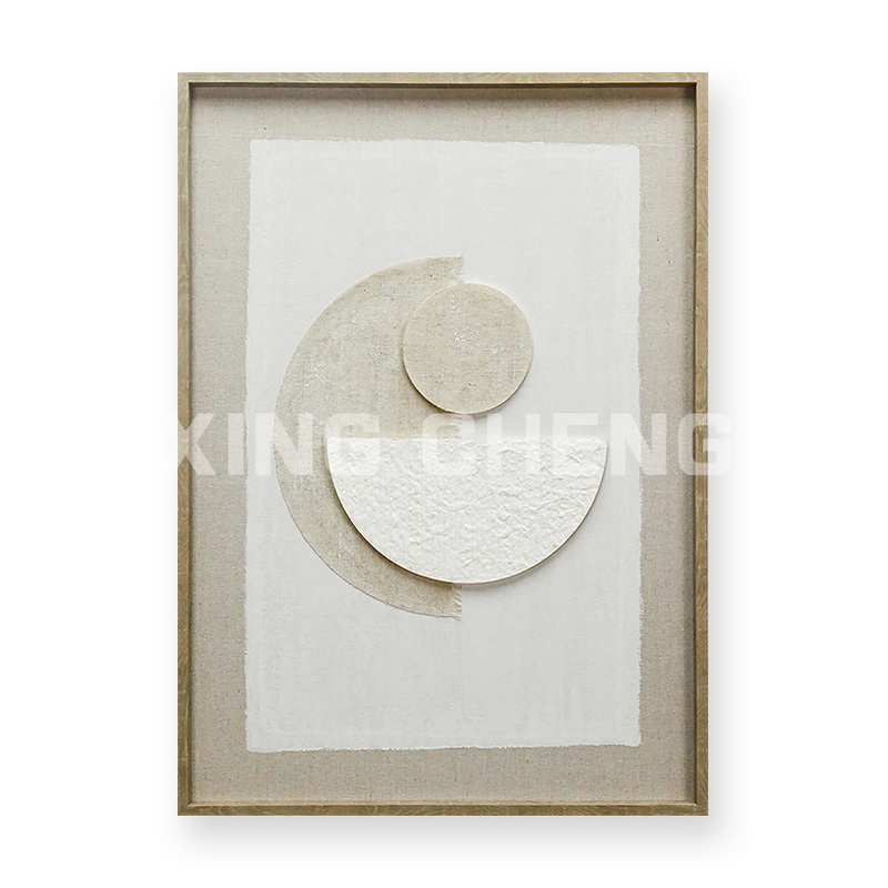 XINGCHENG brief nordic 3D geometry wall decoration handpainted foiled paper wall art with PS frame