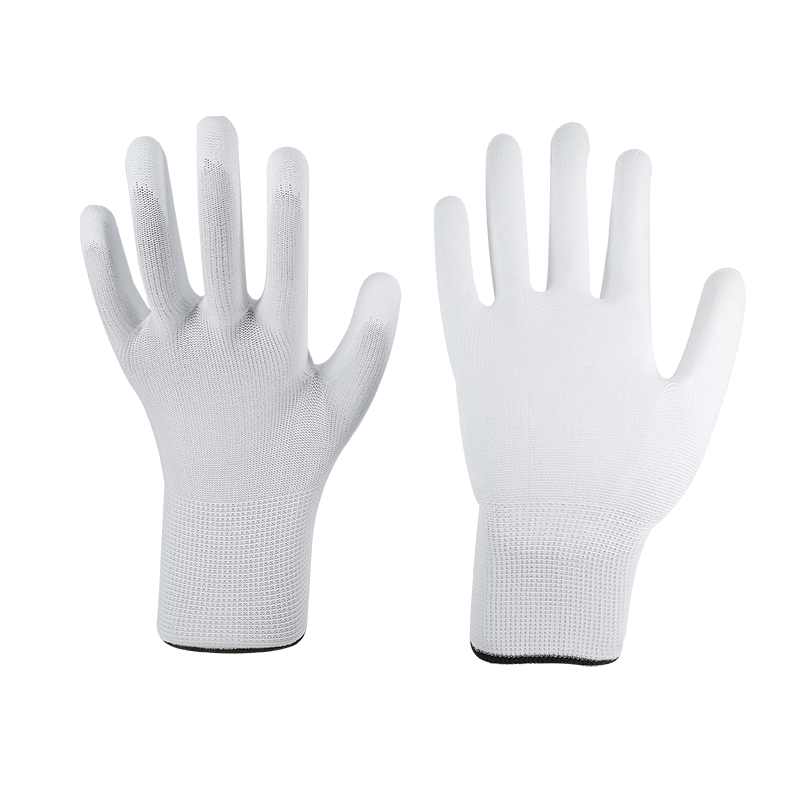 PU Gloves-13G White Polyester White PU Gloves Working Gloves