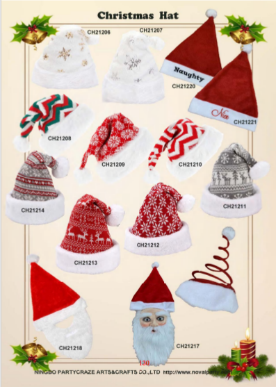 Luxury merry christmas party hats decor plush santa hat for adults thick hats